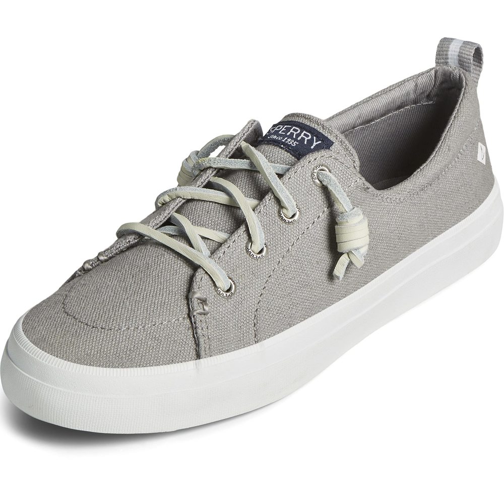 SPERRY WOMENS CREST VIBE LINEN SNEAKER, GREY, 8